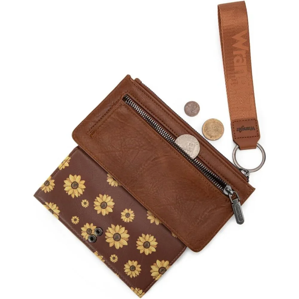 Women Wallet RFID Block Sunflower Clutch Wristlet Organizer Coin Card